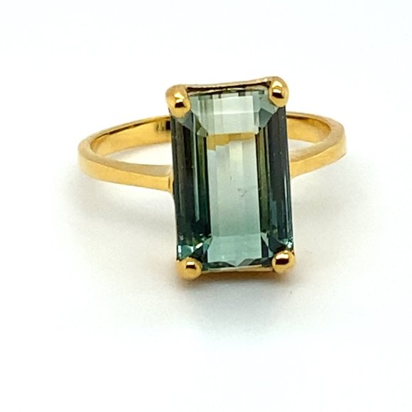Bi Color Tourmaline 4.05ct Solid 14K Yellow Gold Ring - Picture 4 of 6
